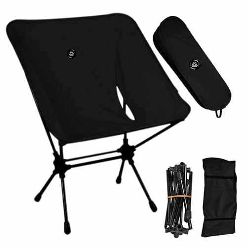 Low back ultralight folding camping chair in army green with storage pouch.