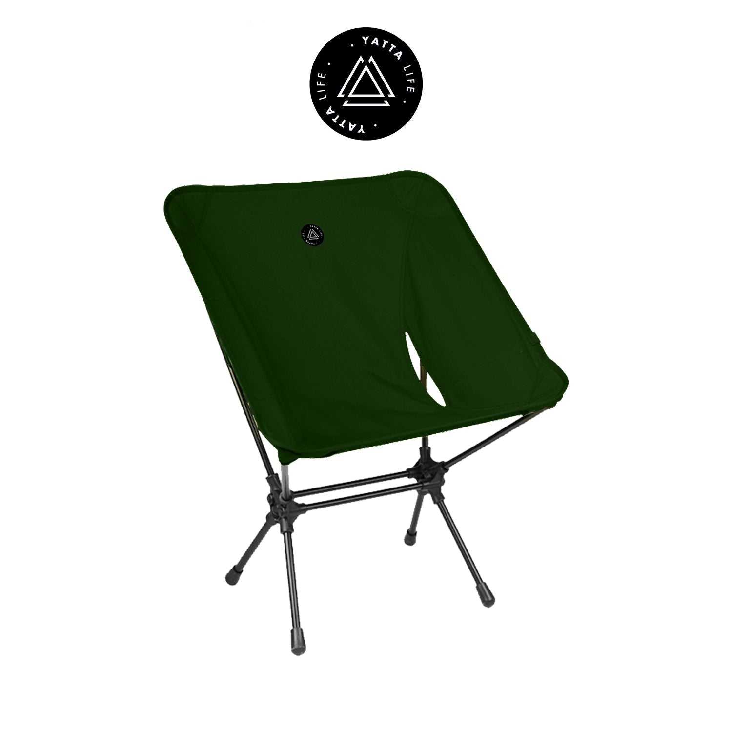 Low back ultralight folding camping chair in army green with storage pouch, lightweight and portable design.