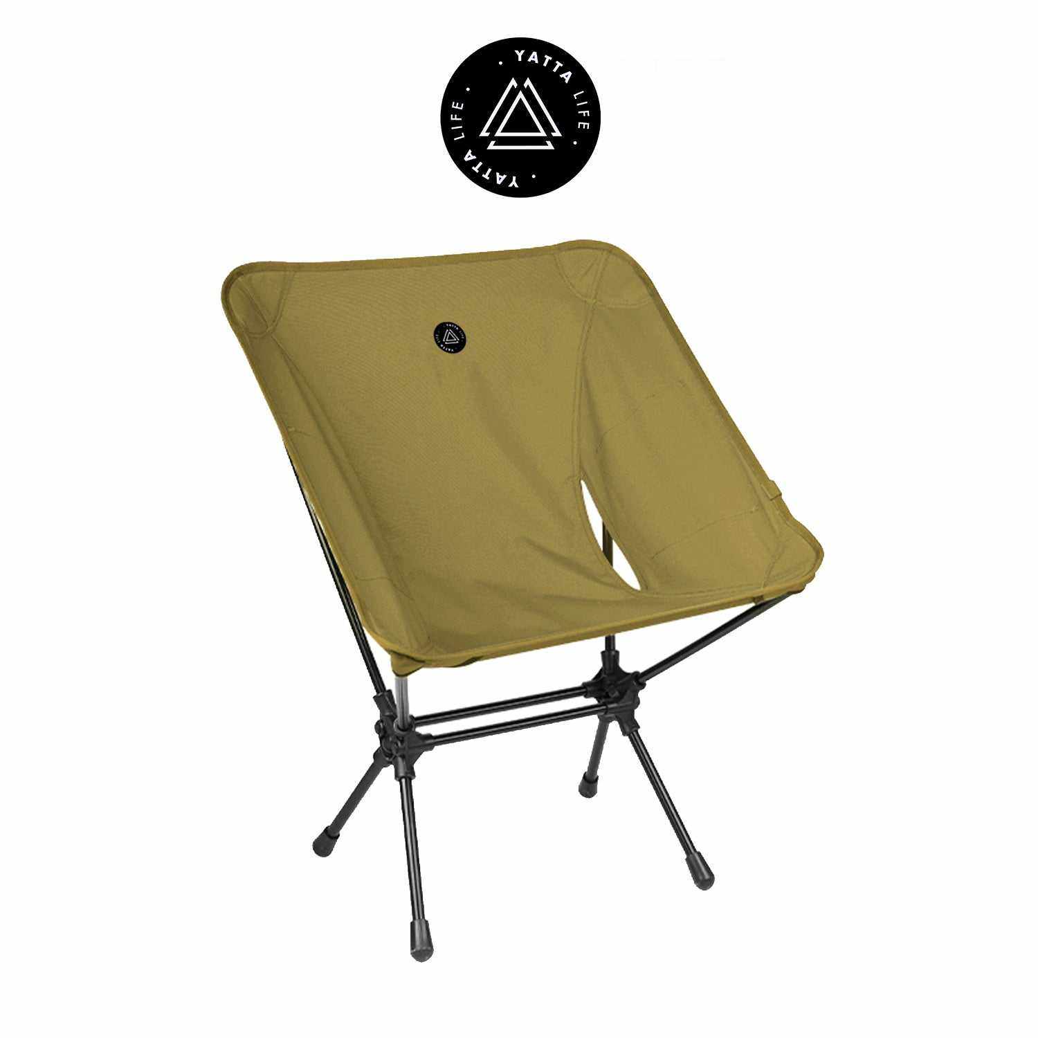 Low back ultralight folding camping chair with storage pouch in khaki, ergonomic and portable design, ideal for outdoor adventures.